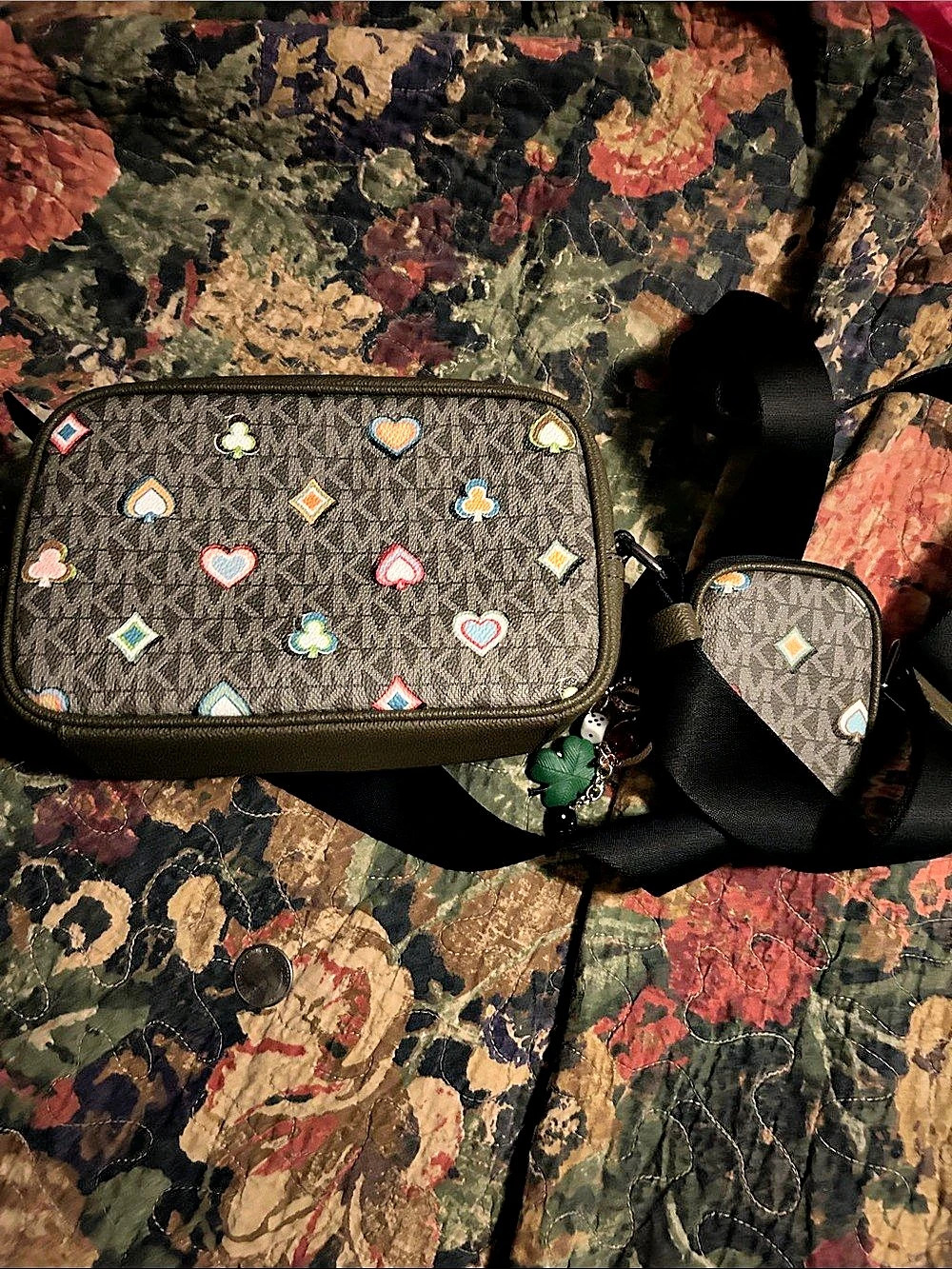 Michael Kors Green Logo Crossbody Bag Set Like New